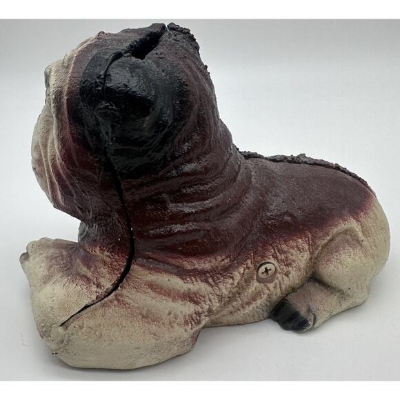 Antique Hubley Old English Bulldog Laying Down Cast Iron Still Penny Bank Rare - Picture 4 of 13